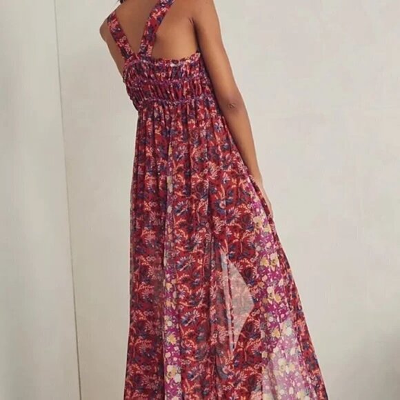 Free People Dance with Me Printed Maxi Dress Berry Combo New Size XS - Picture 5 of 12